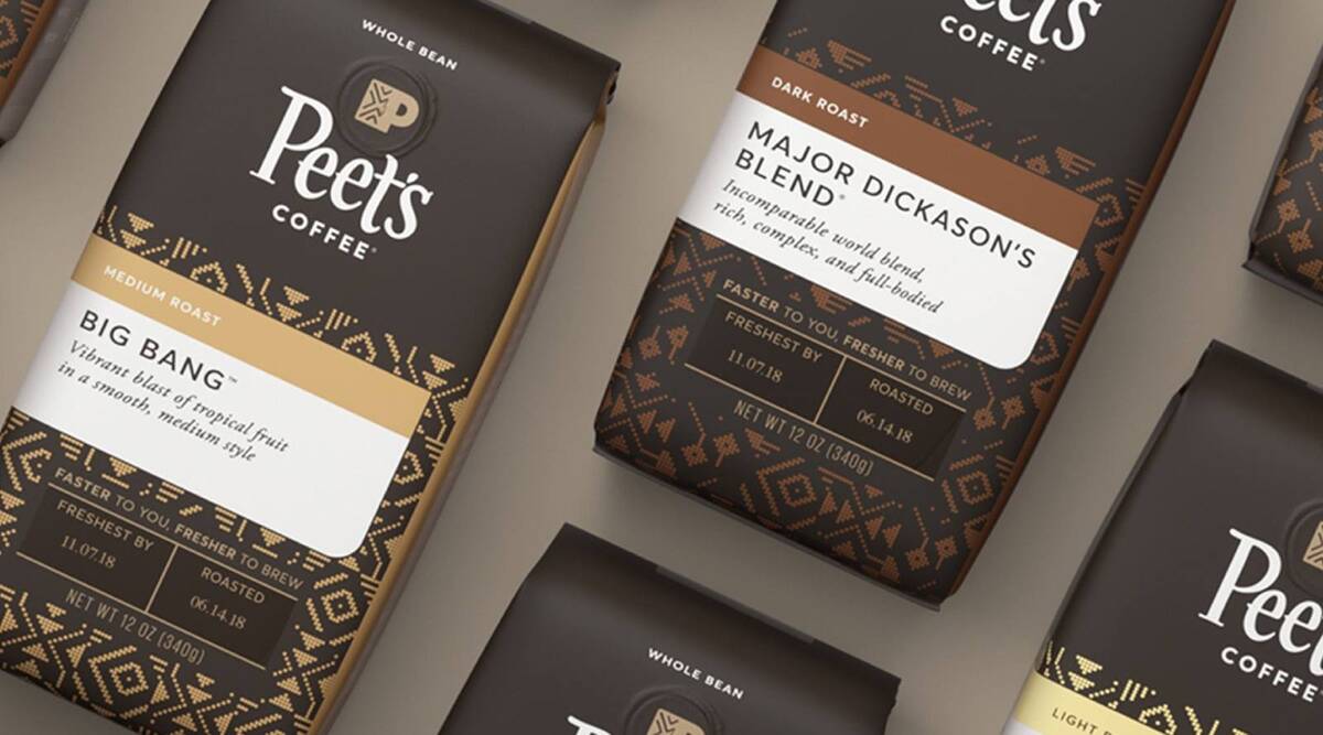 Peet’s Coffee whole-bean coffee packaging